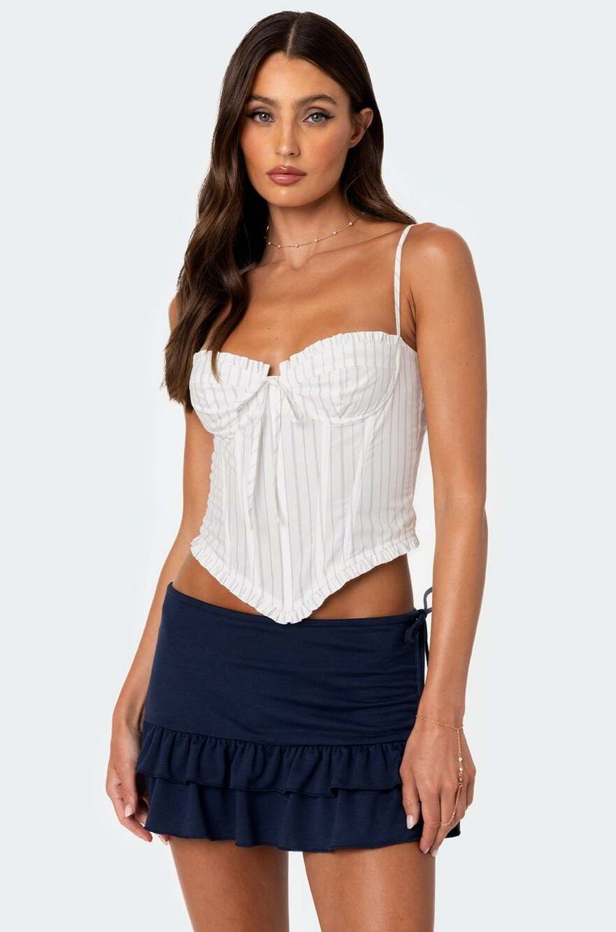 Edikted Greca Striped Poplin Corset Top